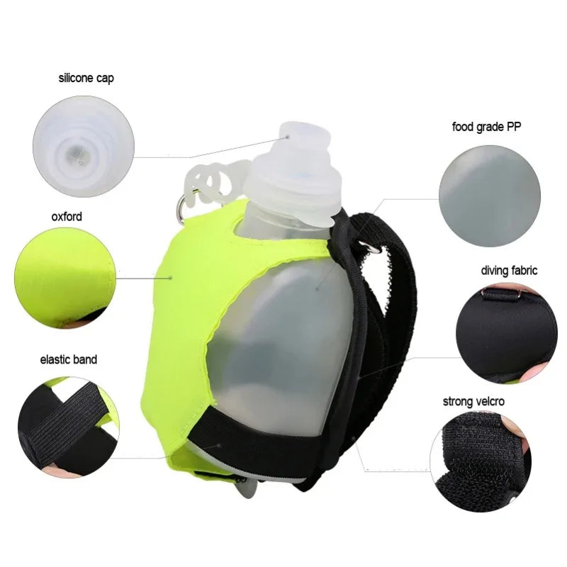 Mini Outdoor Sports Silicone Folding Water Bottle for Wrist Portable Cycling Climbing Running Gym Soft Hand-Held Water Bottle